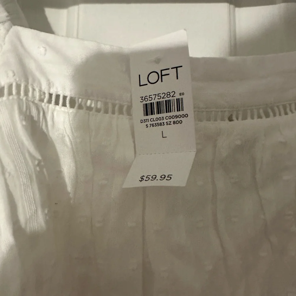 LOFT White Textured Puff Sleeve Blouse